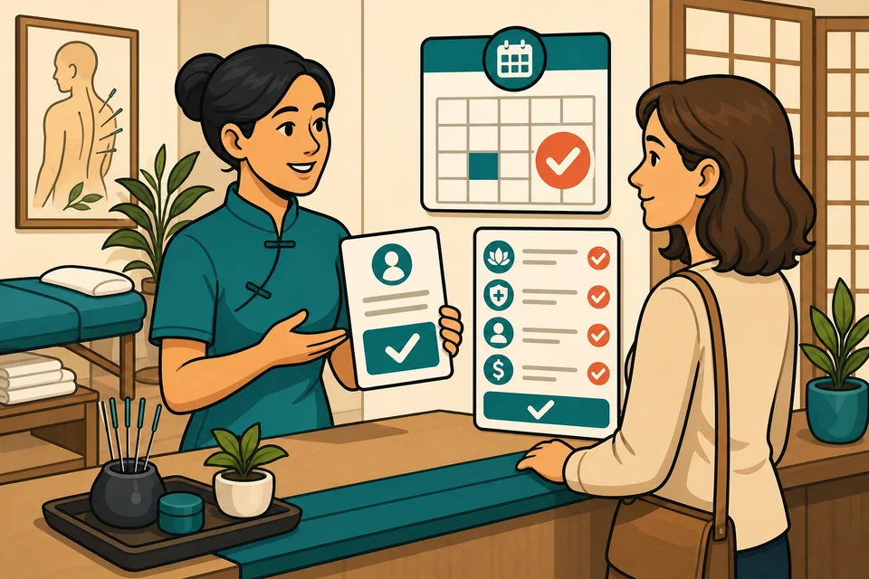 Acupuncture trust-builder illustration for appointment and consultation requests stay obvious.