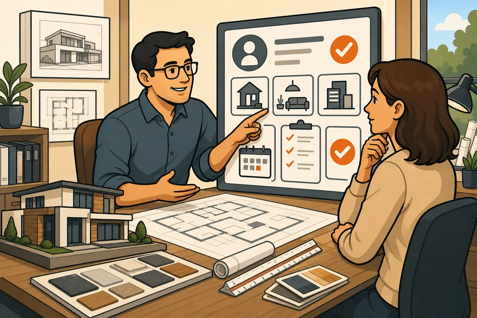 Architect trust-builder illustration for project inquiry requests stay obvious.