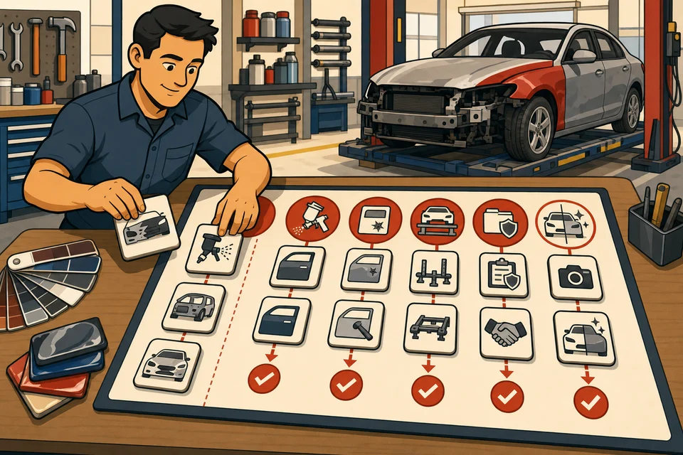 Auto Body Shops trust-builder illustration for every major offer has a path.