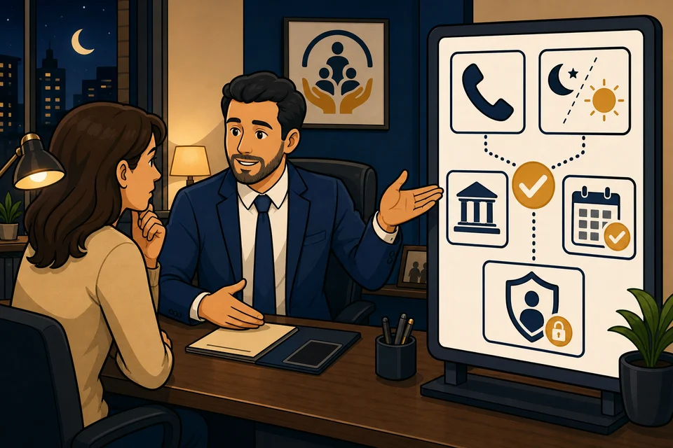Bail Bonds trust-builder illustration for urgent calls stay obvious.