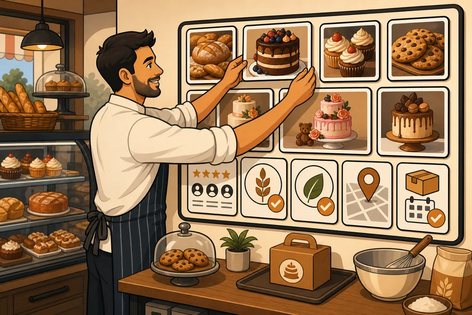 Bakeries trust-builder illustration for proof appears before hesitation.