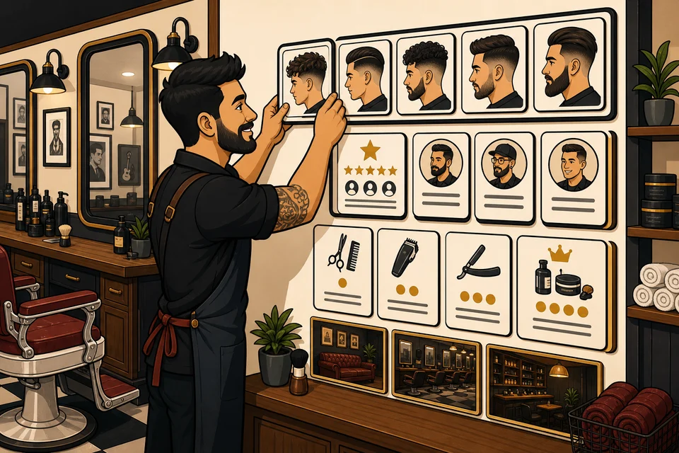 Barber Shops trust-builder illustration for proof appears before hesitation.