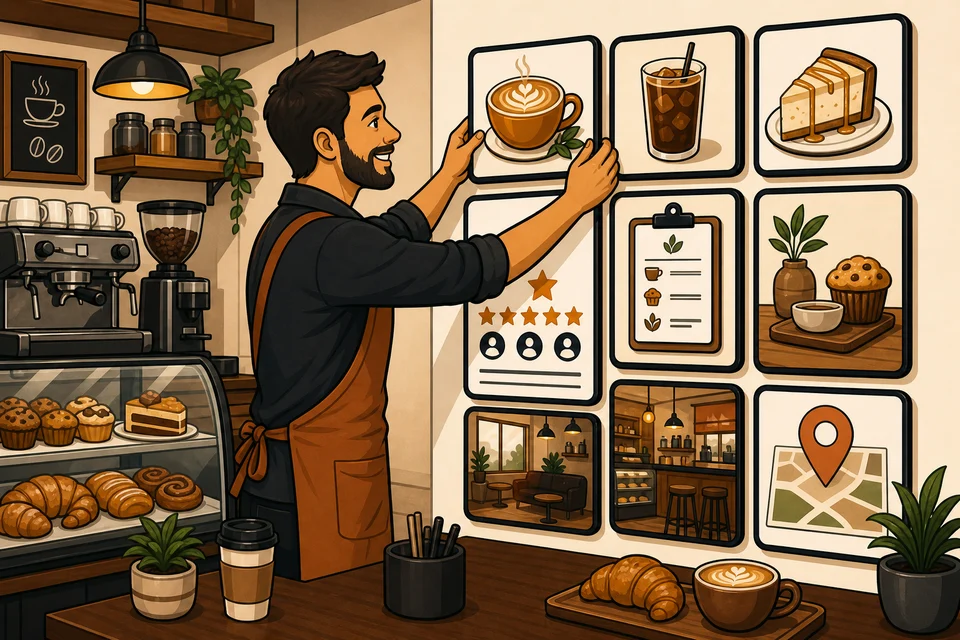 Cafes & Coffee Shops trust-builder illustration for proof appears before hesitation.