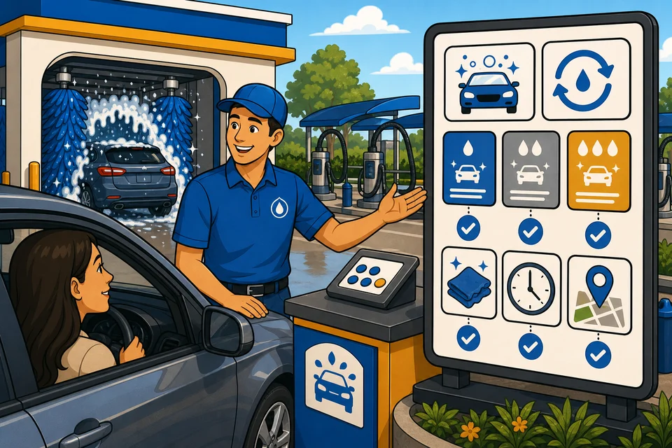 Car Washes trust-builder illustration for membership signups and visits stay obvious.