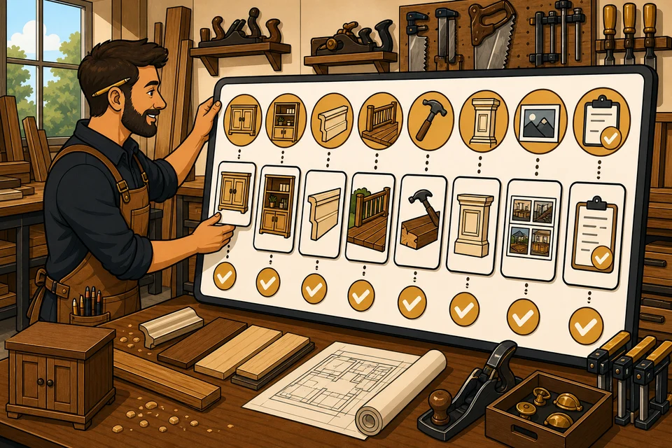 Carpenters & Woodworkers trust-builder illustration for every major offer has a path.