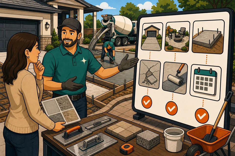 Concrete Companies trust-builder illustration for estimate requests stay obvious.