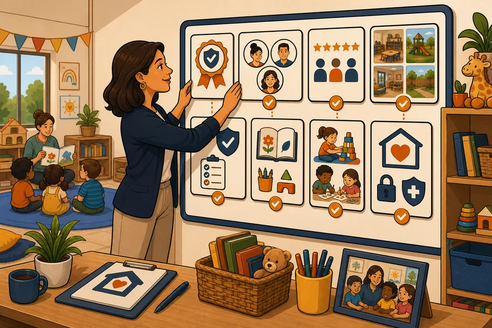 Daycares & Preschools trust-builder illustration for proof appears before hesitation.