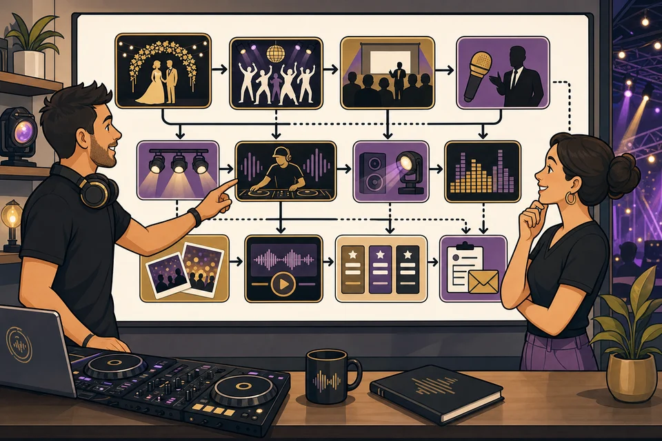 DJs & Entertainment trust-builder illustration for every major offer has a path.