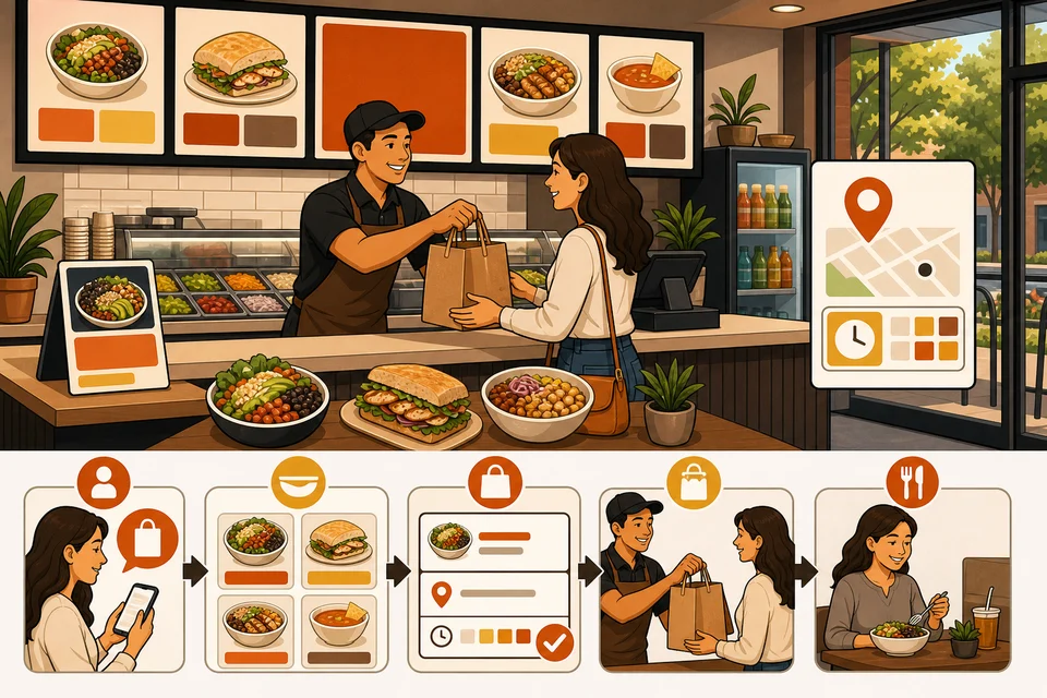 Fast Casual Restaurants trust-builder illustration for orders and visits stay obvious.