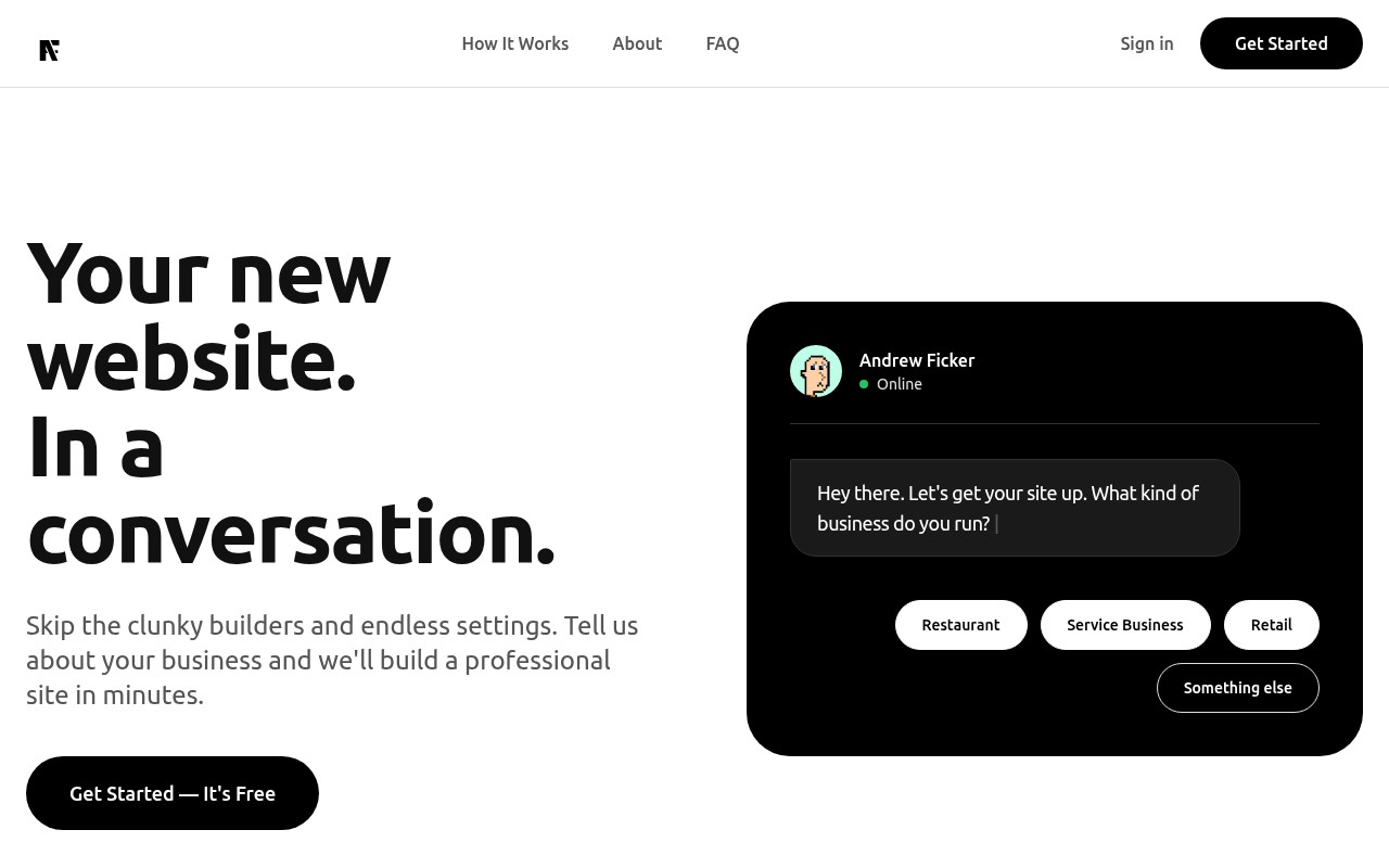 Freelancers & Professionals website example — Andrew Ficker